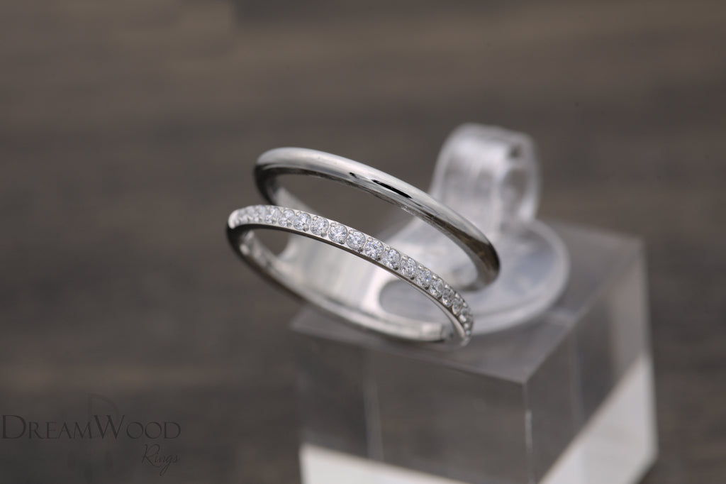 Silver CZ Double Row Ring - Dreamwood Rings