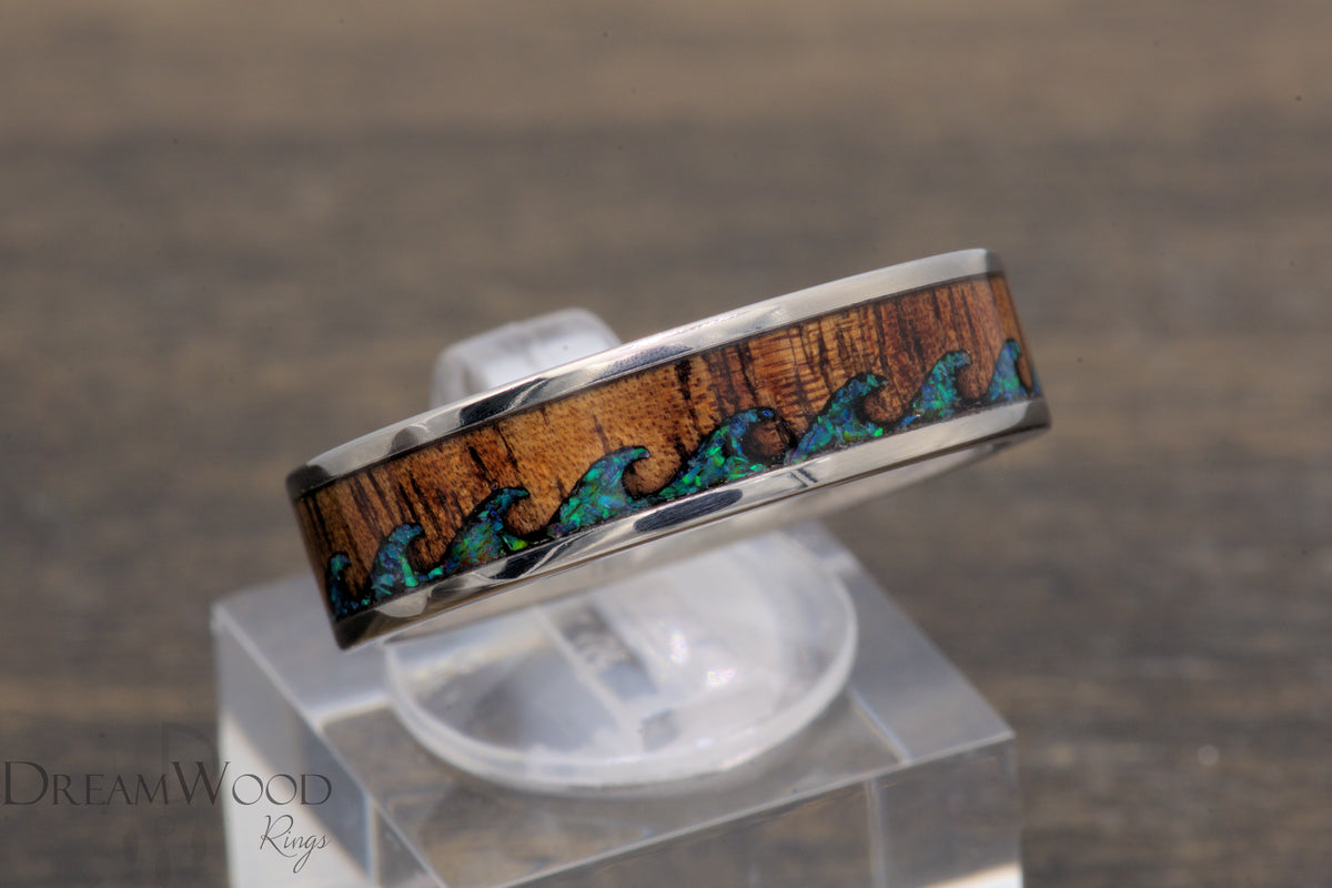Custom men’s and women’s wedding band by Dream Wood Rings