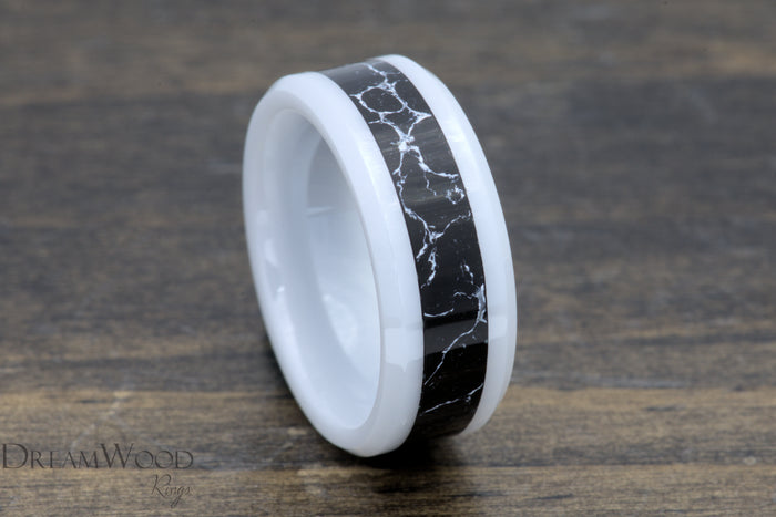 Custom men’s and women’s wedding band by Dream Wood Rings