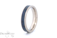 Titanium Ring with Dark Blue Opal Inlay • 4 mm Thin Band