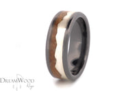 Black Ceramic Men's Ring – JD Whiskey Barrel, Silver Mountain Inlay