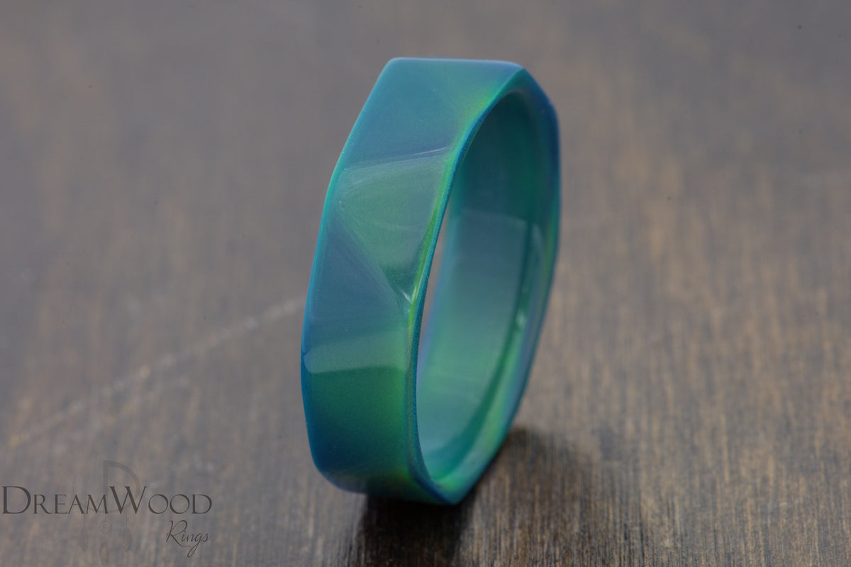 Custom men’s and women’s wedding band by Dream Wood Rings