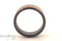 Black Ceramic Ring with Jack Daniels Whiskey Barrel Inlay – 8mm Men’s Wedding Band