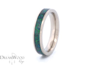 Titanium Ring with Green Opal Inlay • 4 mm Thin Band