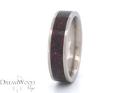 Titanium Ring with Dark Red Opal Inlay • 6 mm Polished Band
