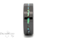 Ceramic Ring with Abalone Inlay in 8mm width