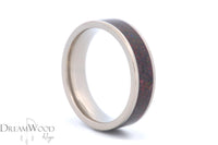 Titanium Ring with Dark Red Opal Inlay • 6 mm Polished Band