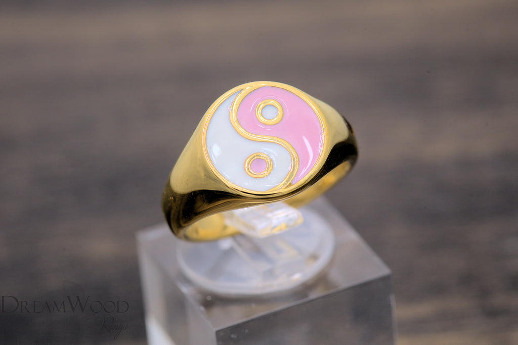 Pink Yin Yang Harmony Ring - Dreamwood Rings - DreamWood Custom