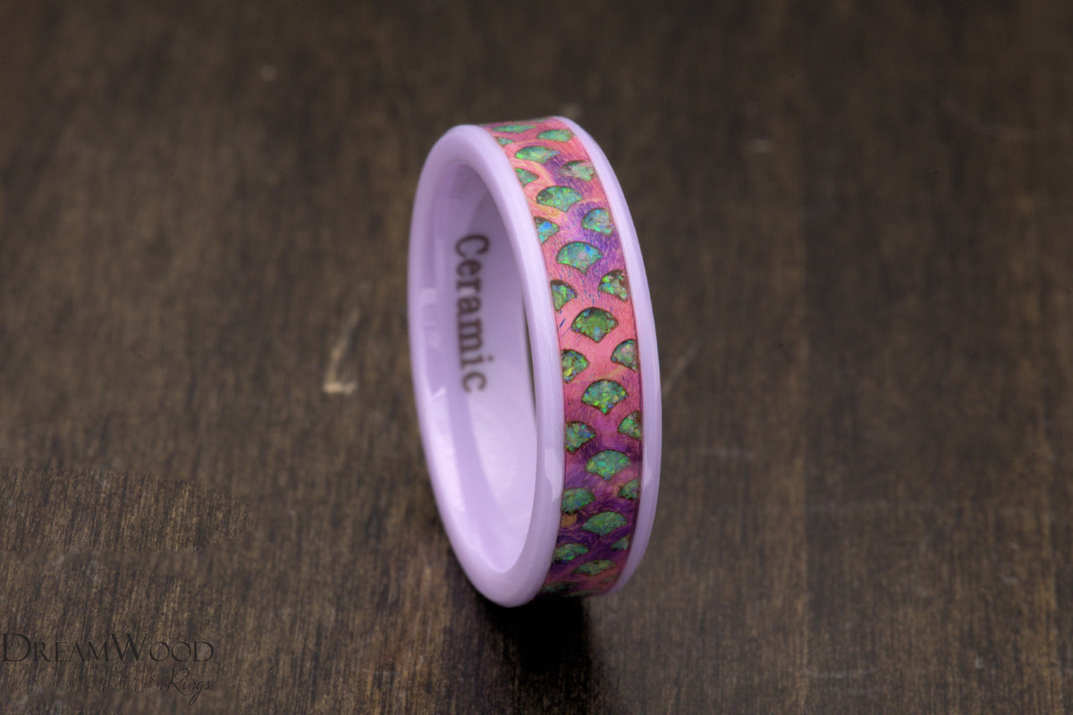 Custom men’s and women’s wedding band by Dream Wood Rings