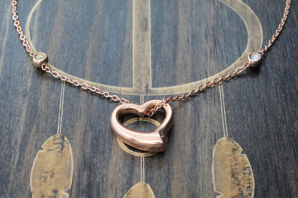 Heart and Stone - Rose Gold Necklace - DreamWood Custom