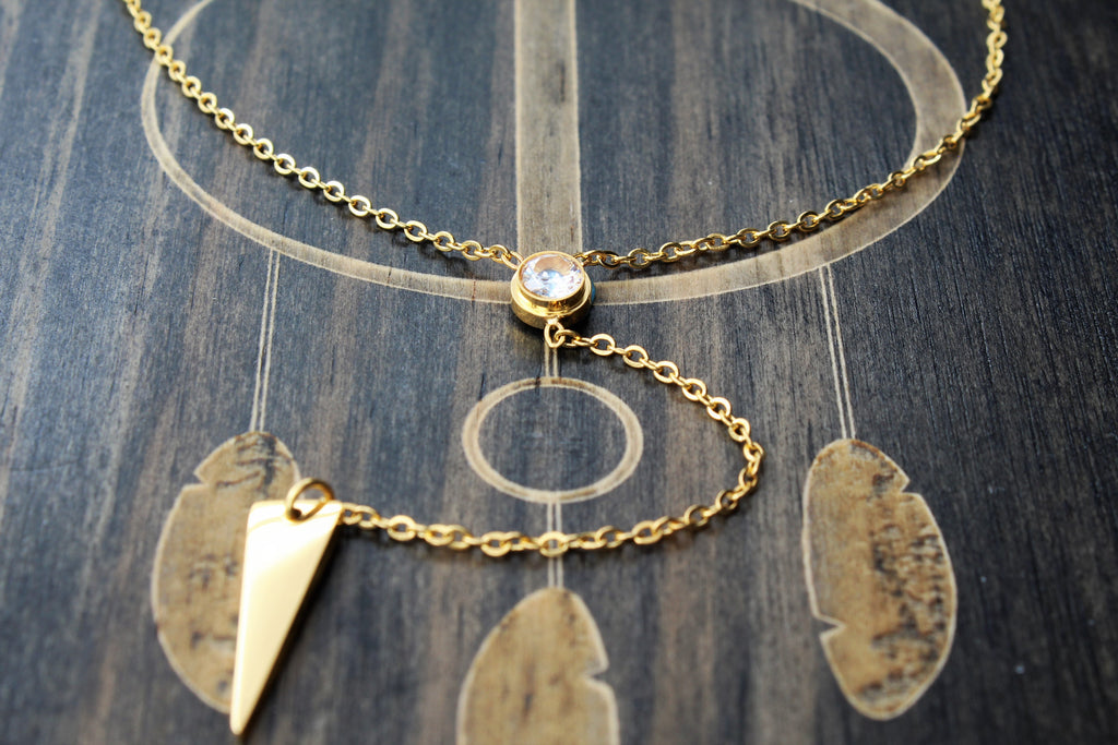 Dropped Triangle - Gold Necklace