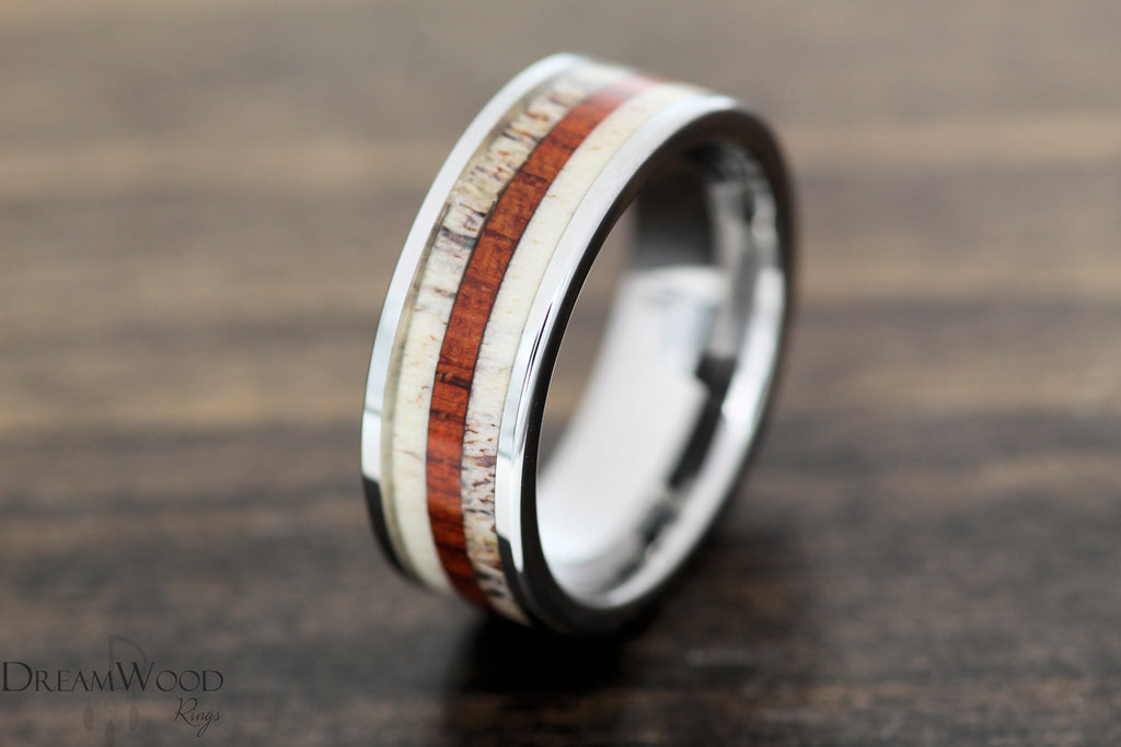Antler and Koa wood ring