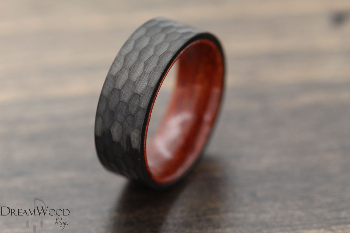 Brazilian Hammered Tungsten Ring - DreamWood Custom