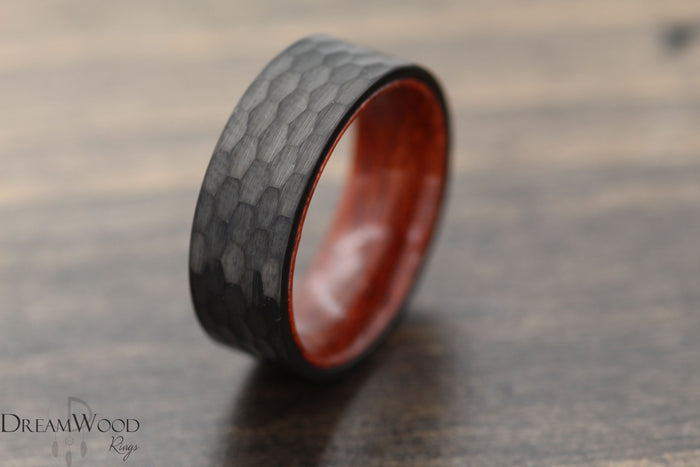 Brazilian Hammered Tungsten Ring - DreamWood Custom