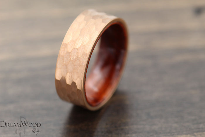 Rose Gold Brazilian Hammered ring - DreamWood Custom
