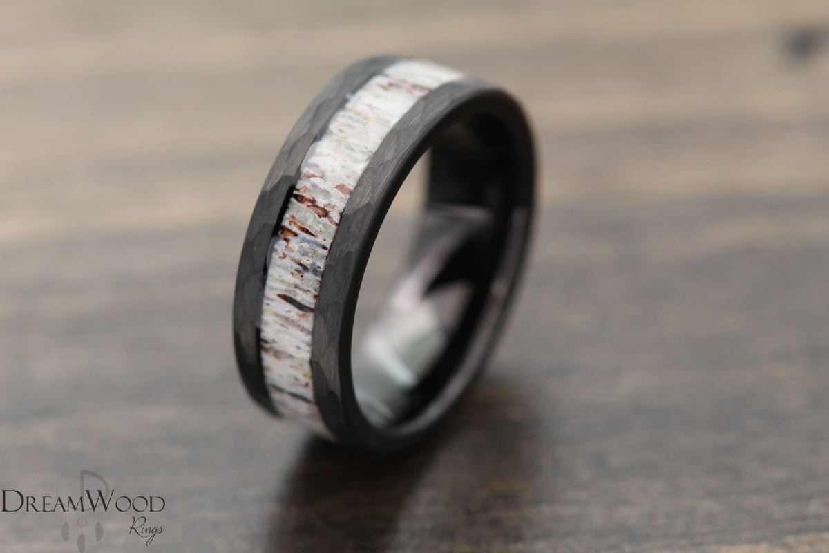 Hammered Antler Ring - DreamWood Custom