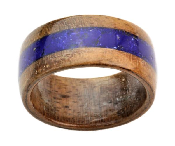 Walnut Ring with Lapis Lazuli Inlay