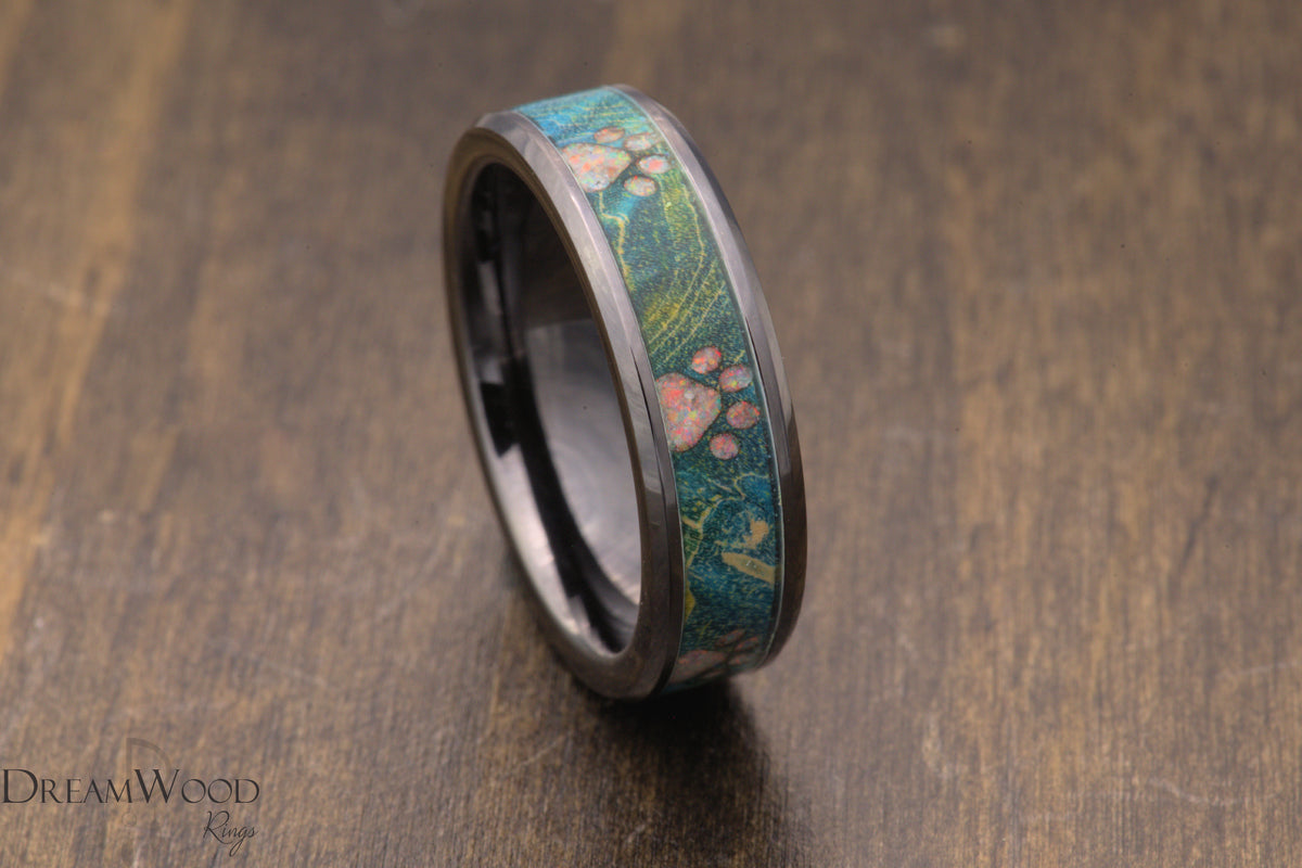 Custom men’s and women’s wedding band by Dream Wood Rings