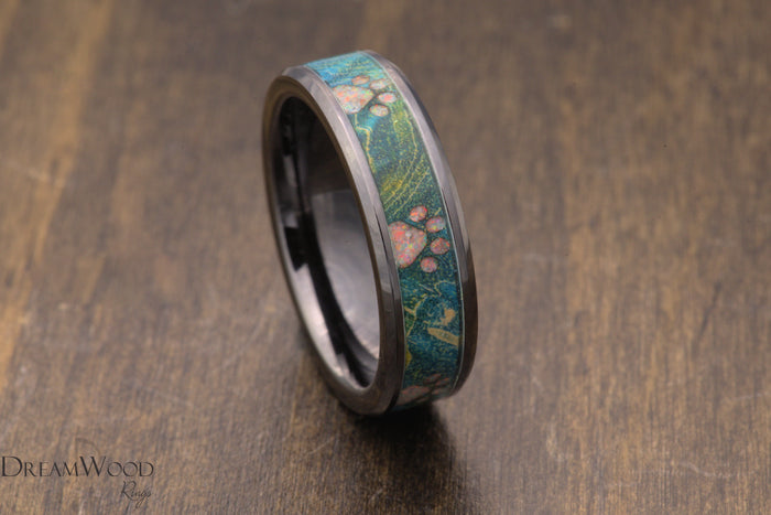 Custom men’s and women’s wedding band by Dream Wood Rings