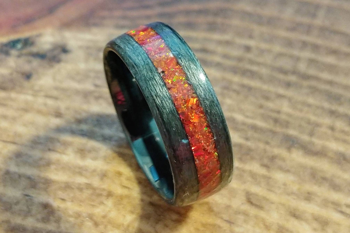 Black Ceramic Core, Grey Bird's Eye Maple, & Red Opal - DreamWood Custom