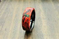 Palm Tree Ring- Box Elder with Red, Blue, & Orange - DreamWood Custom
