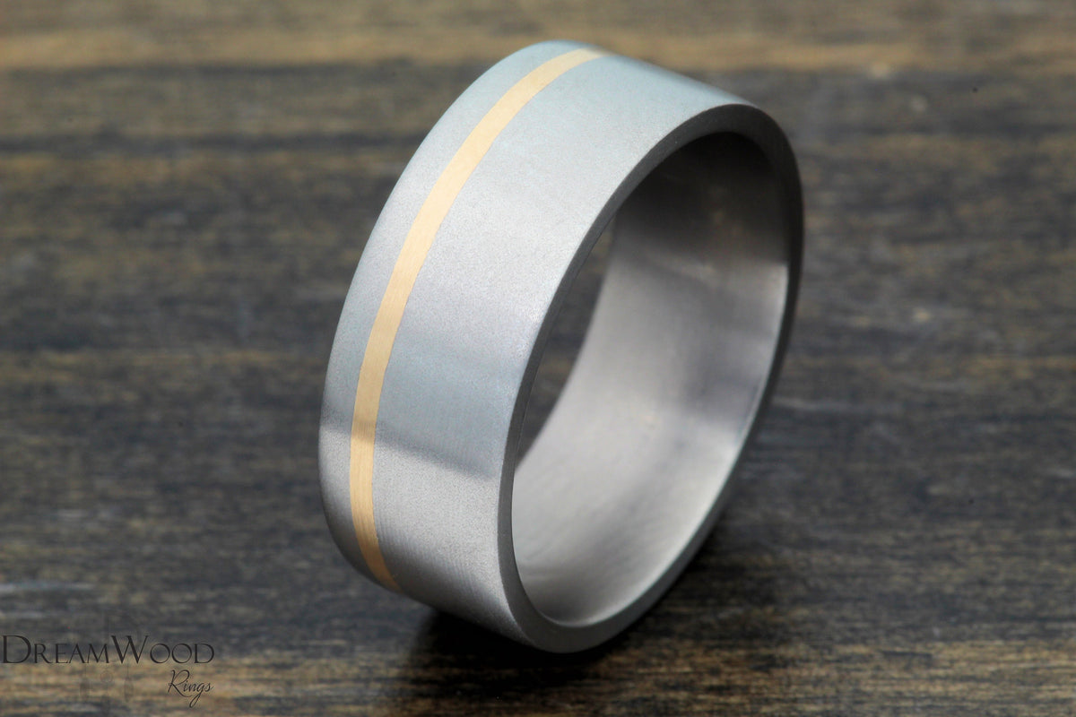 Titanium Wedding Band with Gold Inlay - DreamWood Custom