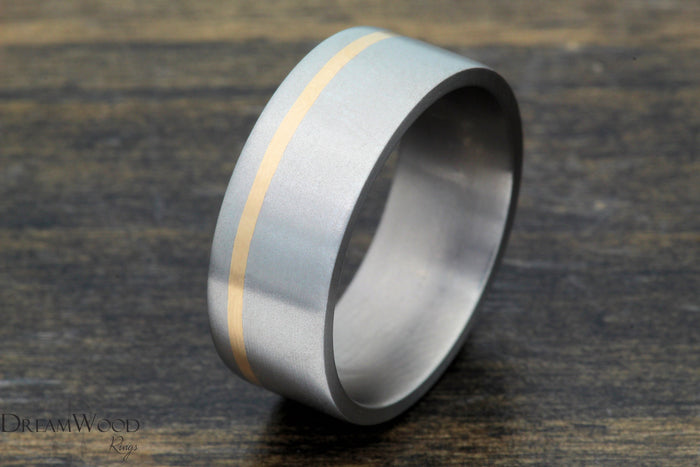 Titanium Wedding Band with Gold Inlay - DreamWood Custom