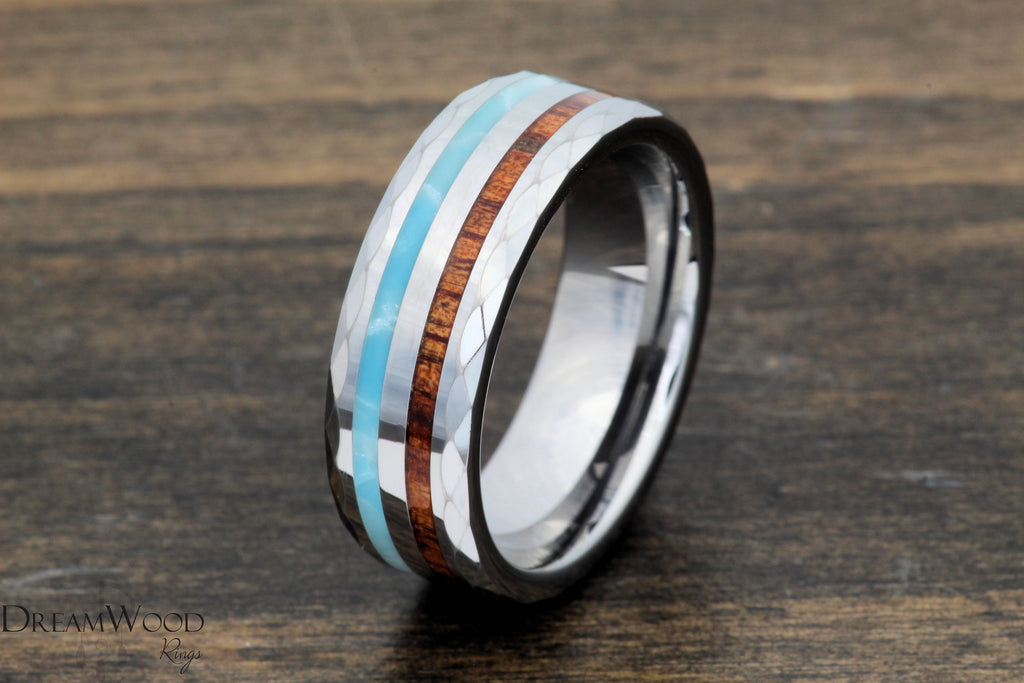 Tropical Breeze Koa Wood and Tungsten Wedding Ring - DreamWood Custom