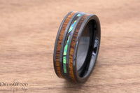 Custom men’s and women’s wedding band by Dream Wood Rings