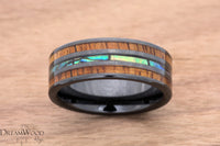 Custom men’s and women’s wedding band by Dream Wood Rings