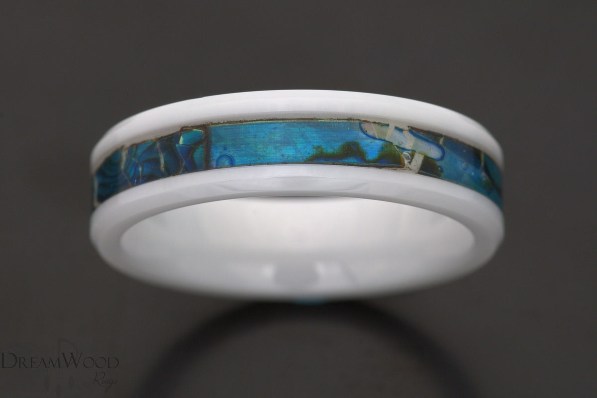 Custom men’s and women’s wedding band by Dream Wood Rings