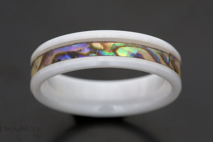 Custom men’s and women’s wedding band by Dream Wood Rings