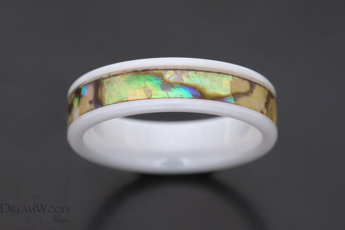 Custom men’s and women’s wedding band by Dream Wood Rings