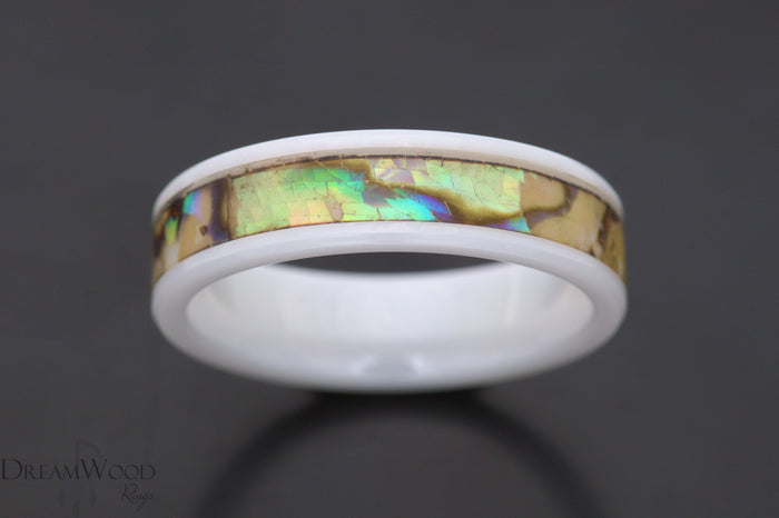 Custom men’s and women’s wedding band by Dream Wood Rings